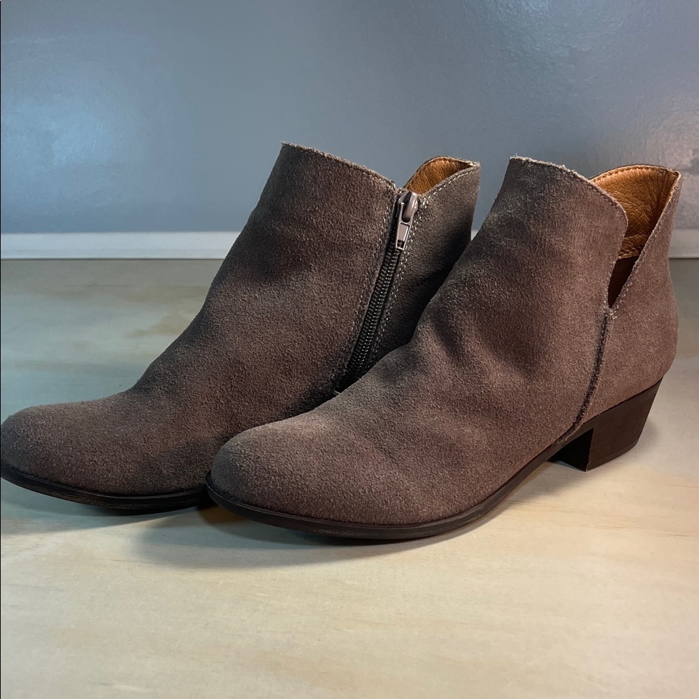 Lucky Brand Women's Suede Ankle Boots - Dark Tan sz 8